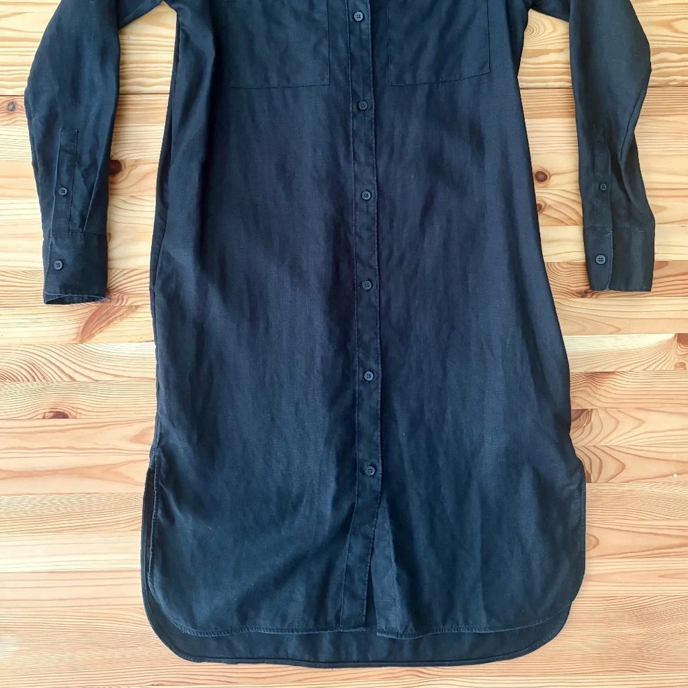 Everlane Black 100% Linen Button Shirt Dress XXS - Picture 2 of 15
